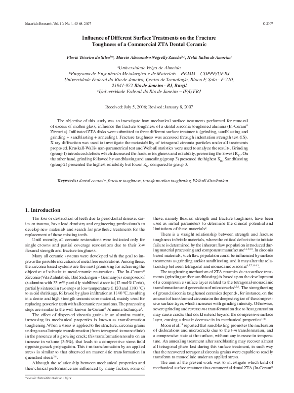 (PDF) Influence of different surface treatments on the fracture