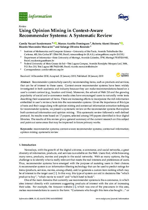 (PDF) Using Opinion Mining in Context-Aware Recommender Systems: A ...