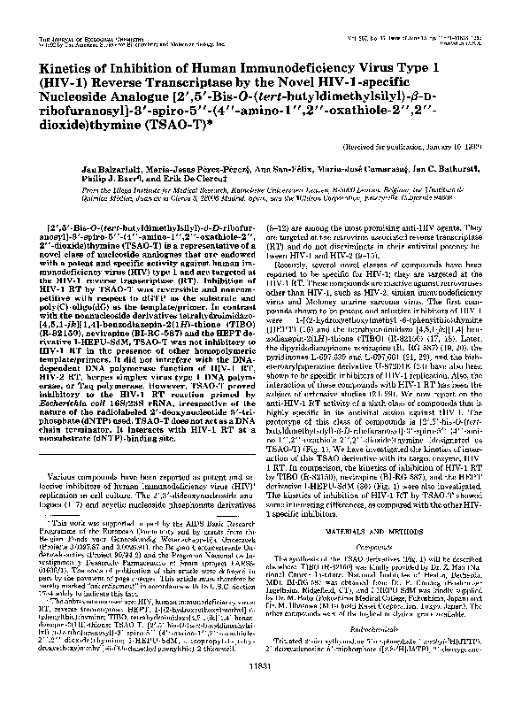 (PDF) Kinetics of inhibition of human immunodeficiency virus type 1 ...