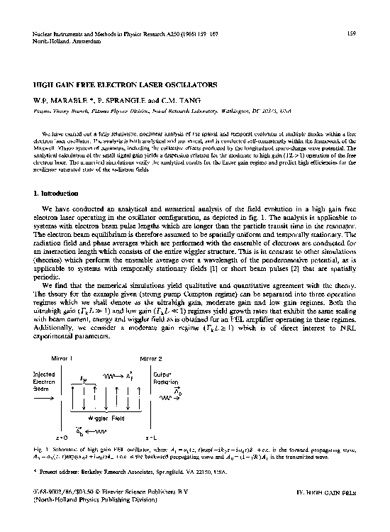 (PDF) High gain free electron laser oscillators