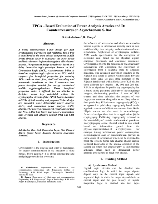 (PDF) FPGA - based evaluation of power analysis attacks and its ...