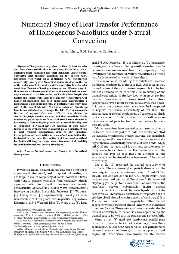 (PDF) Numerical Study of Heat Transfer Performance of Homogenous ...