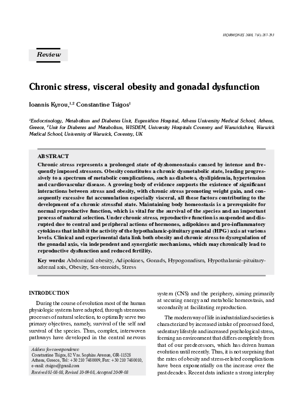 (PDF) Chronic stress, visceral obesity and gonadal dysfunction ...