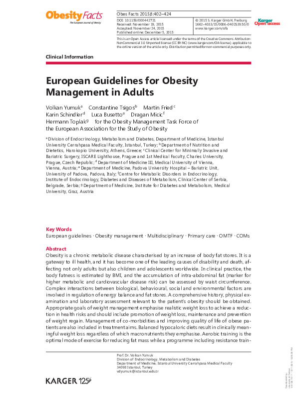(PDF) European Guidelines for Obesity Management in Adults