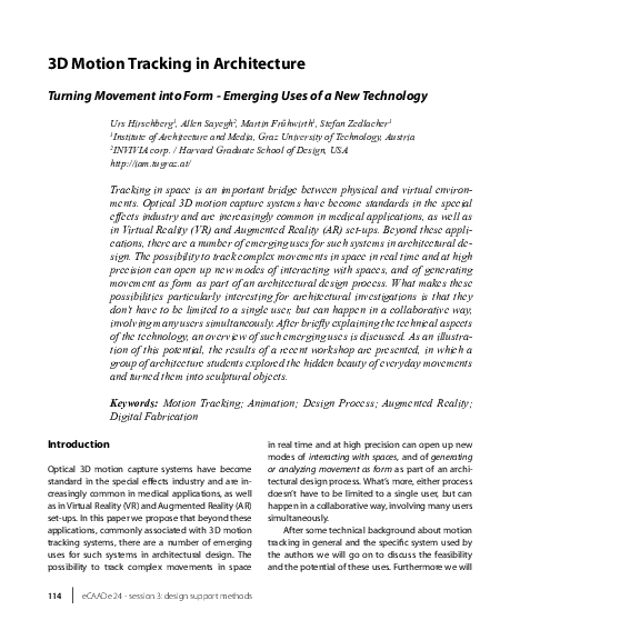 (PDF) 3D Motion Tracking in Architecture - Turning Movement into Form ...