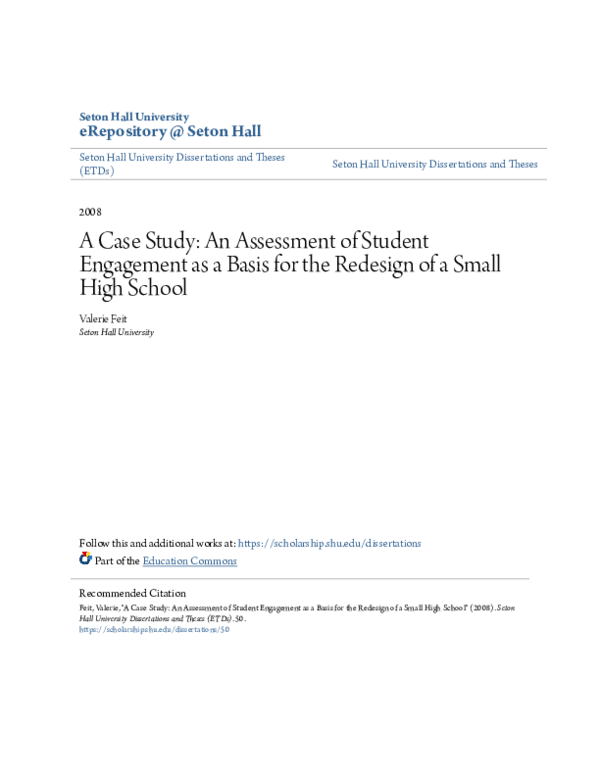 (PDF) A Case Study: An Assessment of Student Engagement as a Basis for ...