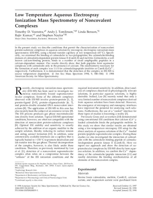 (PDF) Low temperature aqueous electrospray ionization mass spectrometry ...