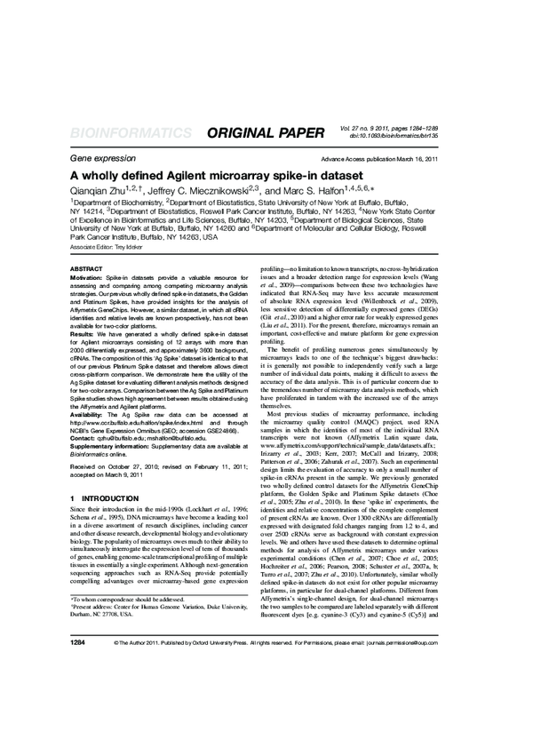 (PDF) A wholly defined Agilent microarray spike-in dataset