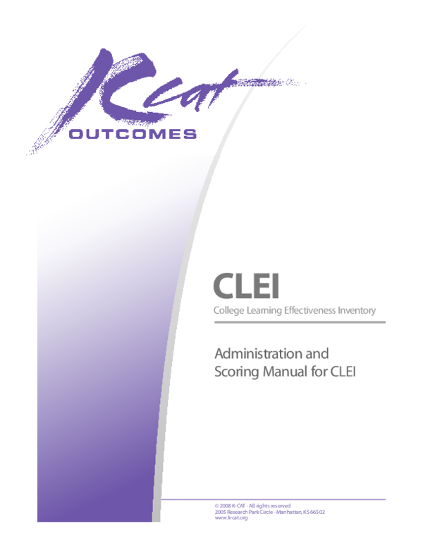 (PDF) Administration and Scoring Manual for the College Learning ...
