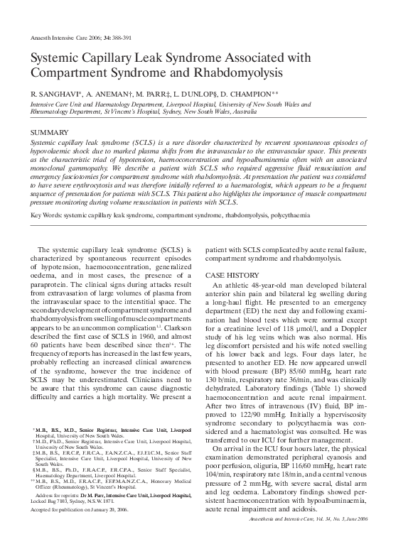 (PDF) Systemic capillary leak syndrome associated with rhabdomyolysis ...