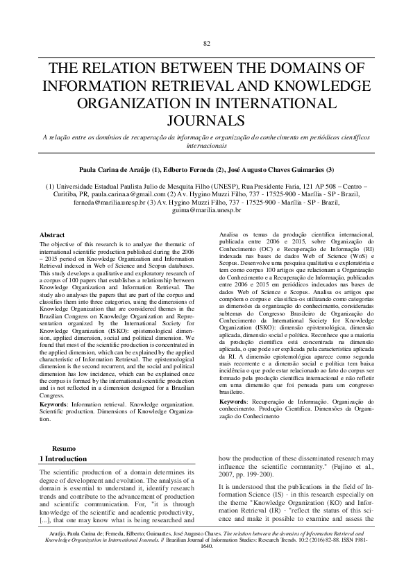(PDF) The relation between the domains of information retrieval and ...