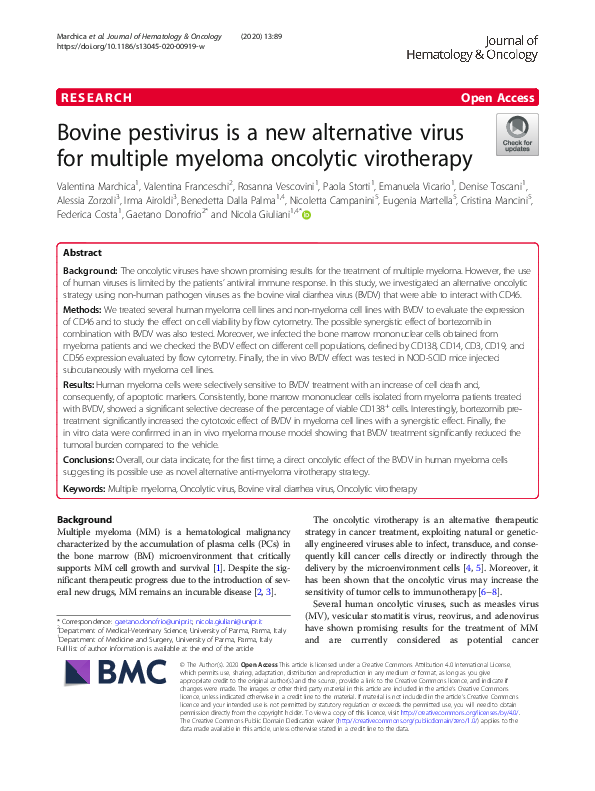 (PDF) Bovine pestivirus is a new alternative virus for multiple myeloma ...