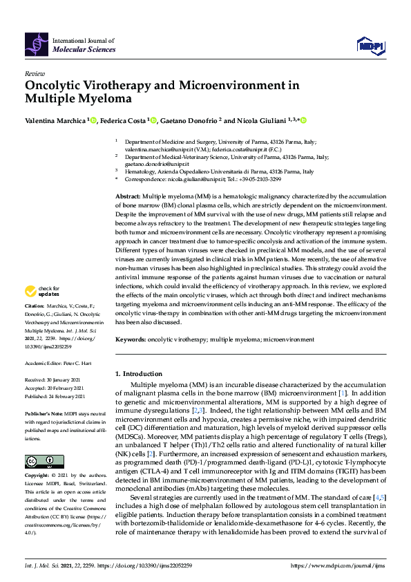 (PDF) Oncolytic Virotherapy and Microenvironment in Multiple Myeloma