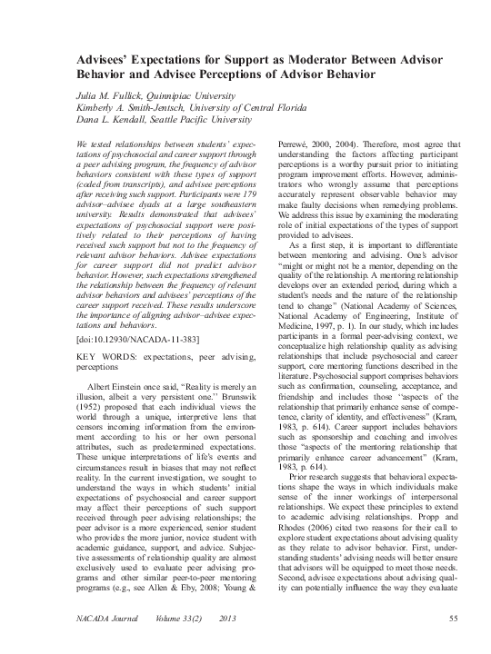 (PDF) Advisees' Expectations for Support as Moderator Between Advisor ...