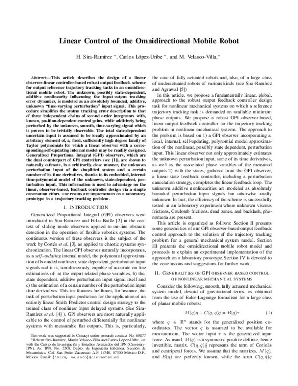 (PDF) Real-time linear control of the omnidirectional mobile robot