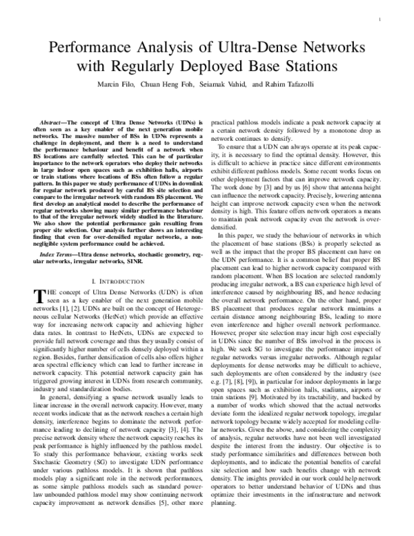(PDF) Performance Analysis of Ultra-Dense Networks with Regularly ...