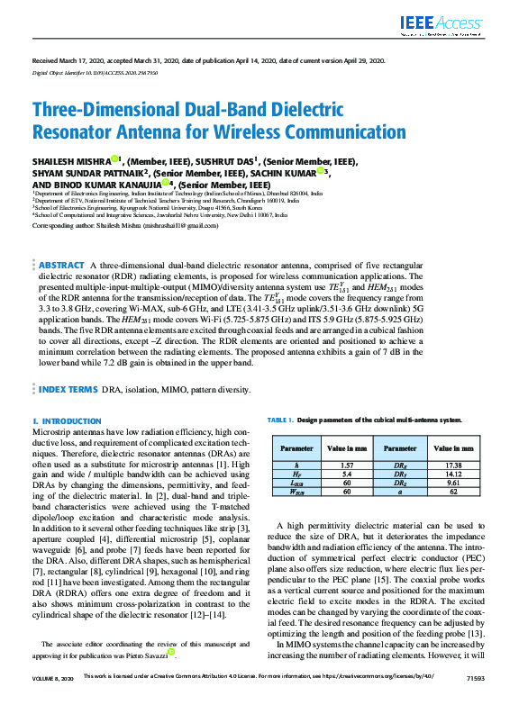 (PDF) Three-Dimensional Dual-Band Dielectric Resonator Antenna for ...