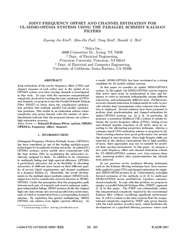 (PDF) Joint frequency offset and channel estimation methods for two-way ...