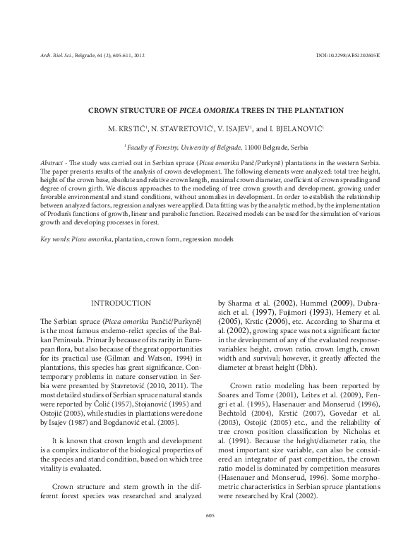(PDF) Crown structure of Picea omorika trees in the plantation