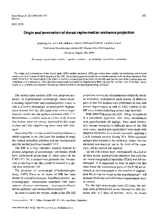 (PDF) Origin and termination of dorsal raphe-median eminence projection