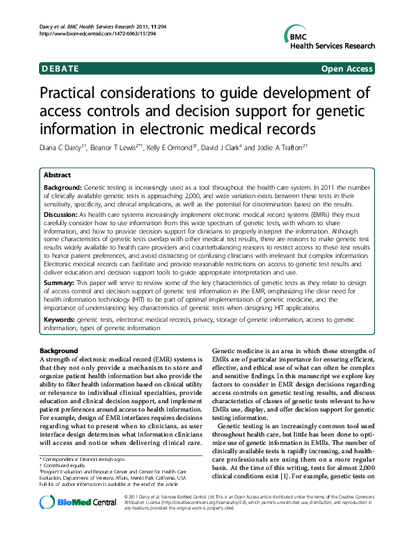 (PDF) Practical considerations to guide development of access controls ...