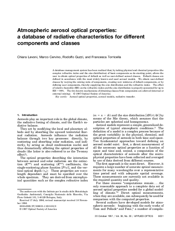 (PDF) Atmospheric aerosol optical properties: a database of radiative ...