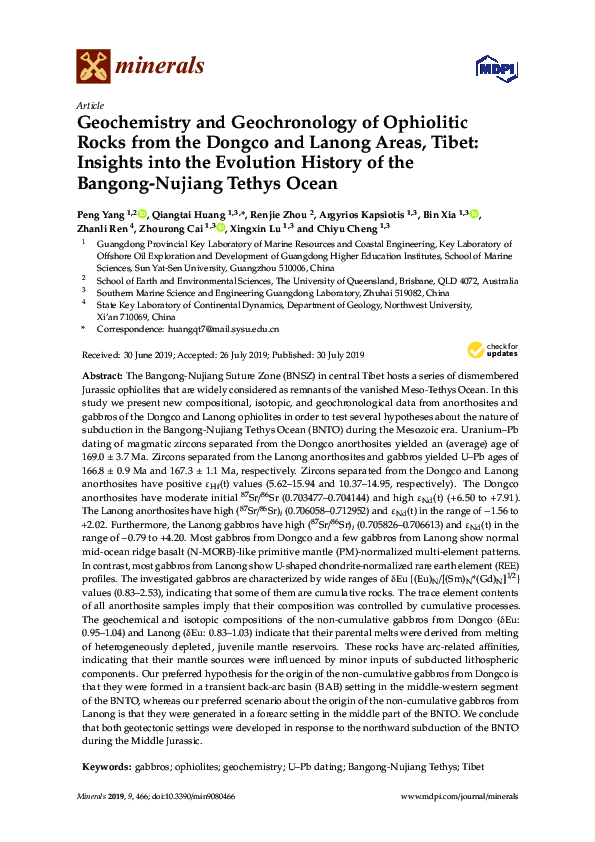(PDF) Geochemistry and Geochronology of Ophiolitic Rocks from the ...