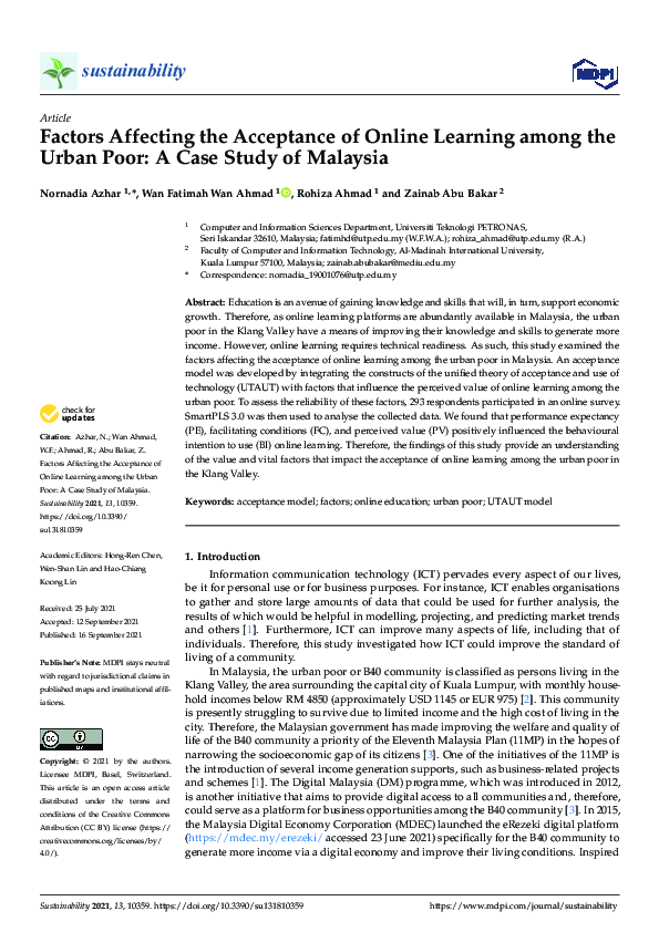 (PDF) Factors Affecting the Acceptance of Online Learning among the ...