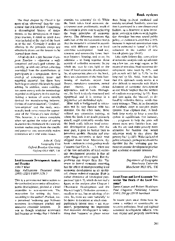 (PDF) Local economic development: Analysis and practice