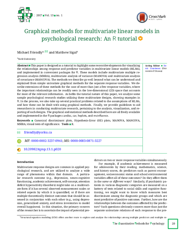(PDF) Graphical methods for multivariate linear models in psychological ...