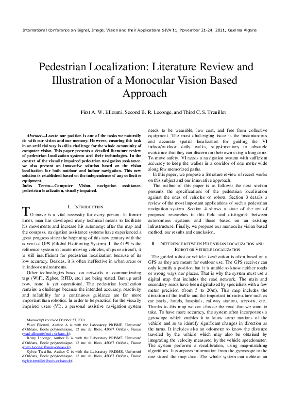 (PDF) Literature Review and Illustration of a Monocular Vision Based ...