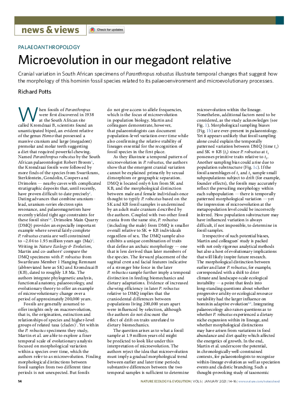 (PDF) Microevolution in our megadont relative