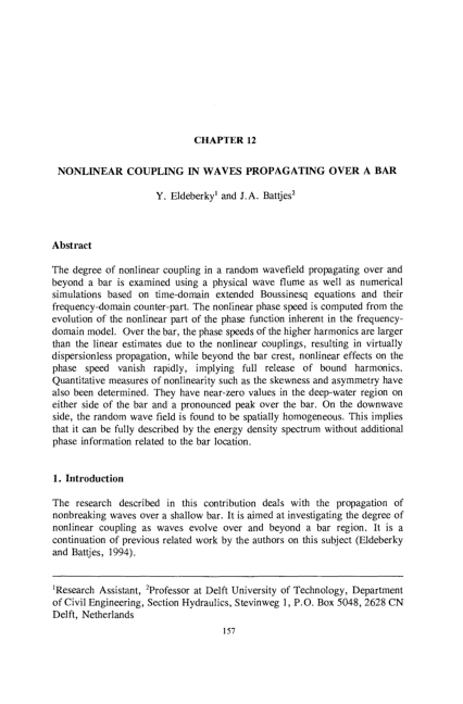 (PDF) Chapter 12 Nonlinear Coupling in Waves Propagating Over a Bar