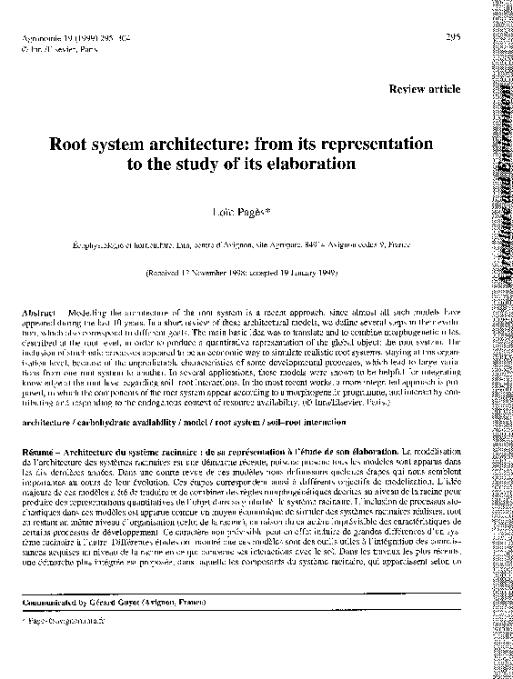 (PDF) Root system architecture: from its representation to the study of ...