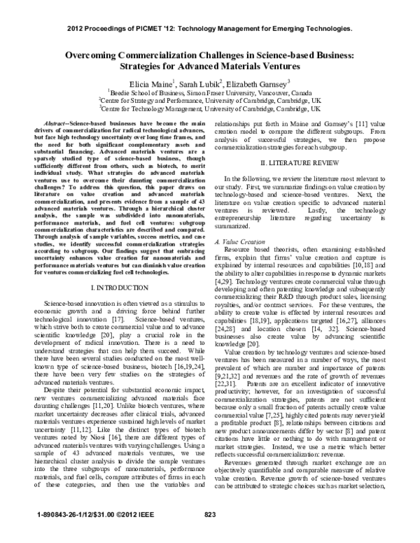 (PDF) Overcoming commercialization challenges in science-based business ...
