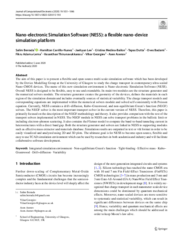 (PDF) Nano-electronic Simulation Software (NESS): a flexible nano ...