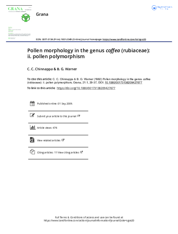 (PDF) Pollen morphology in the genus coffea (rubiaceae): ii. pollen ...