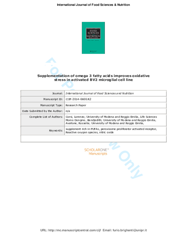 (PDF) Supplementation of omega 3 fatty acids improves oxidative stress ...