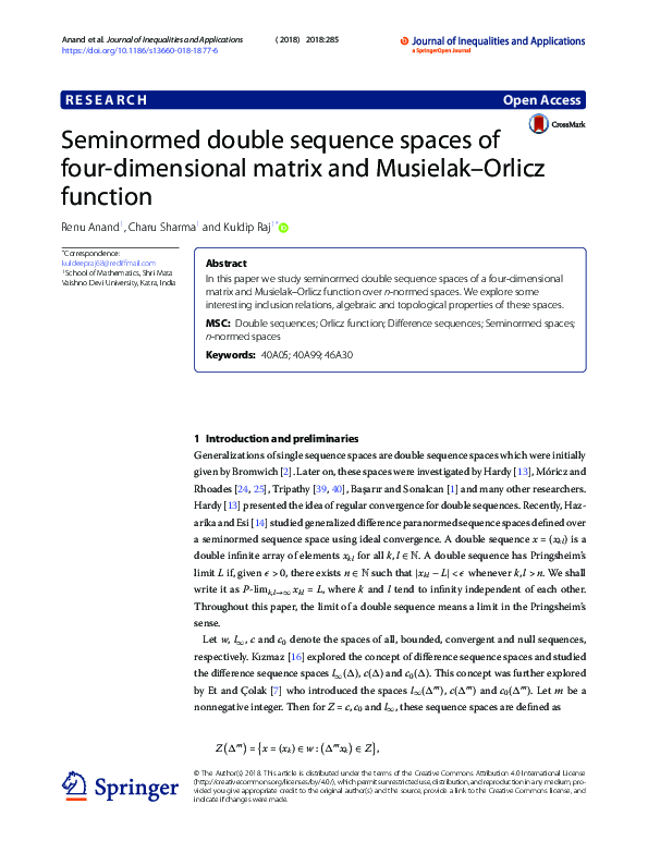 (PDF) Seminormed double sequence spaces of four-dimensional matrix and ...