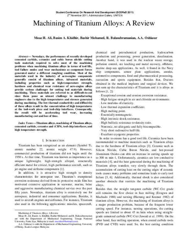(PDF) Machining of titanium and its alloys—a review