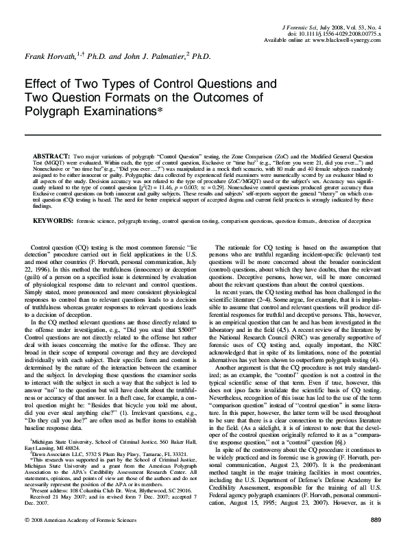 (PDF) Effect of Two Types of Control Questions and Two Question Formats ...