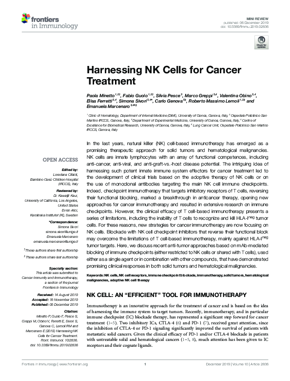 (PDF) Harnessing NK Cells for Cancer Treatment