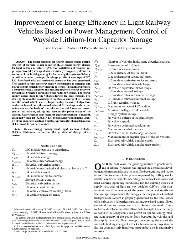 (PDF) Improvement of Energy Efficiency in Light Railway Vehicles Based ...