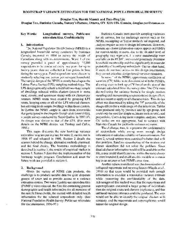 (PDF) Bootstrap variance estimation for the national population health ...
