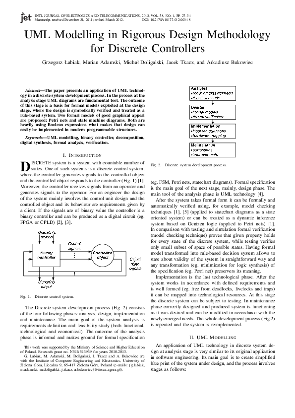 (PDF) UML Modelling in Rigorous Design Methodology for