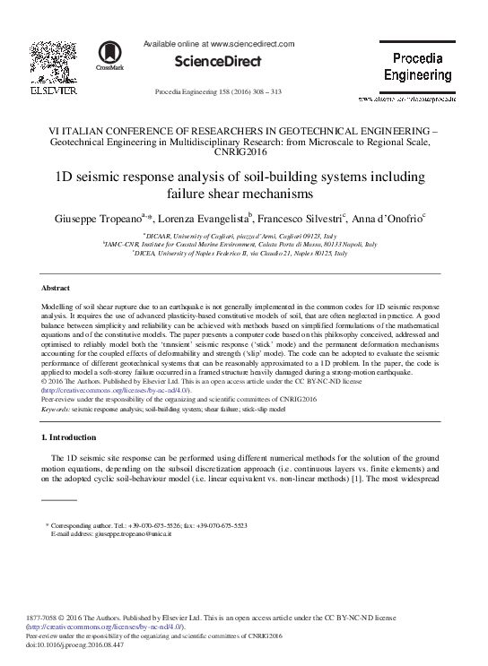 (PDF) 1D Seismic Response Analysis of Soil-building Systems Including ...