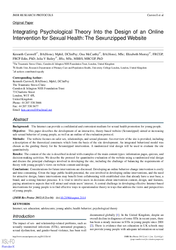 (PDF) Integrating psychological theory into the design of an online ...