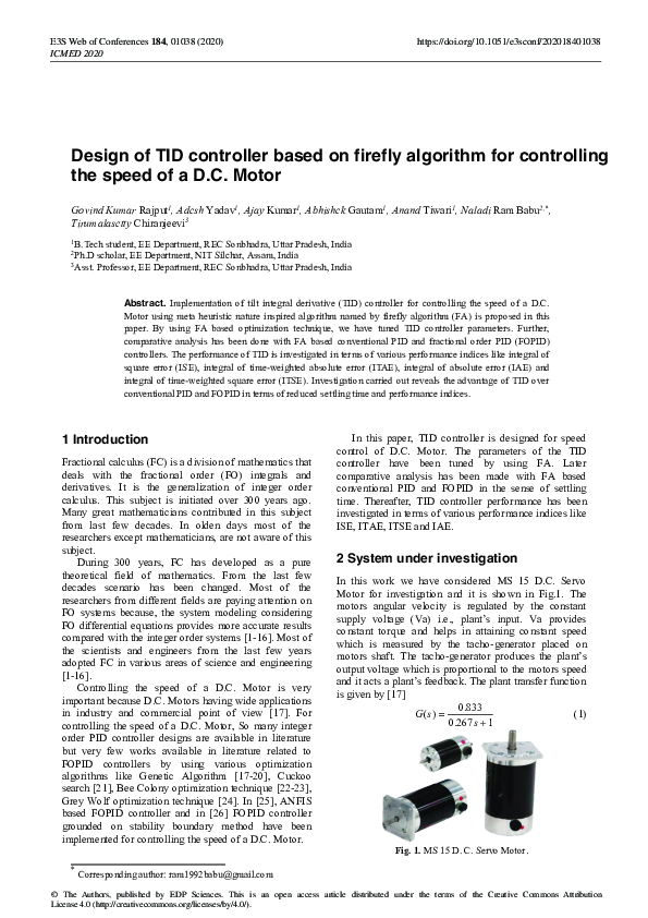 (PDF) Design of TID controller based on firefly algorithm for ...