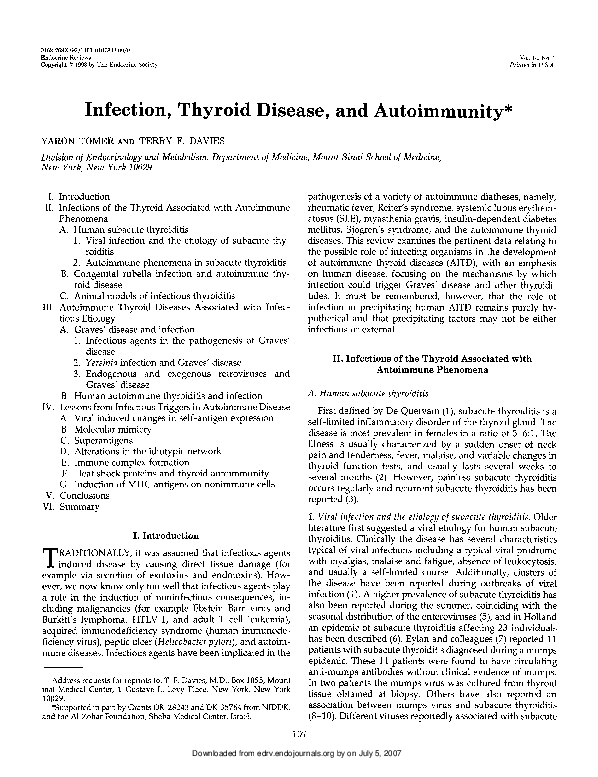 (PDF) Infection, thyroid disease, and autoimmunity