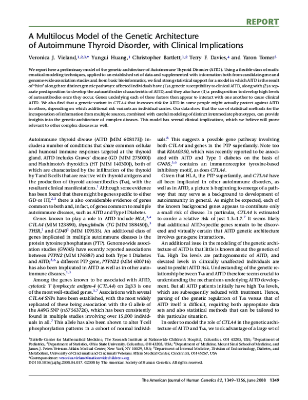 (PDF) A Multilocus Model of the Genetic Architecture of Autoimmune ...